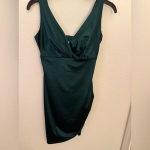 Dark Green Satin Mini Dress
